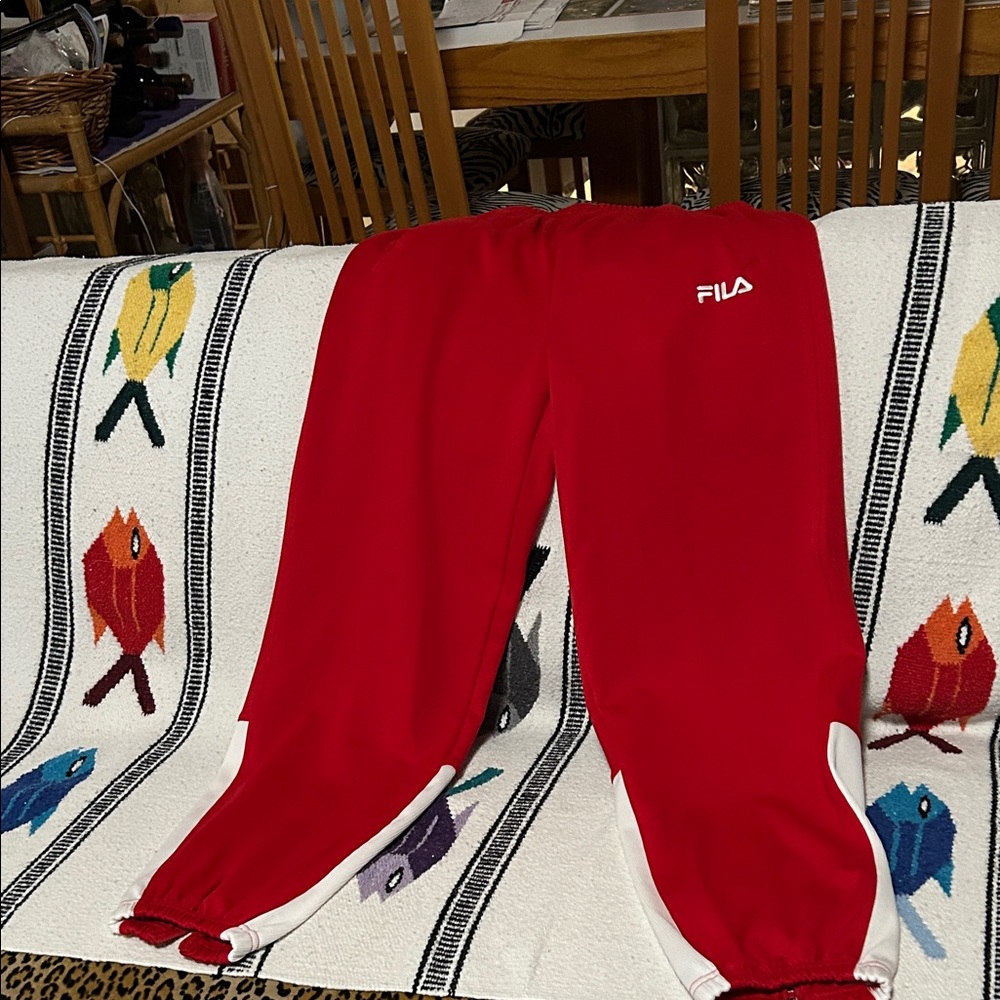 Fila Red and White Joggers. Size medium.